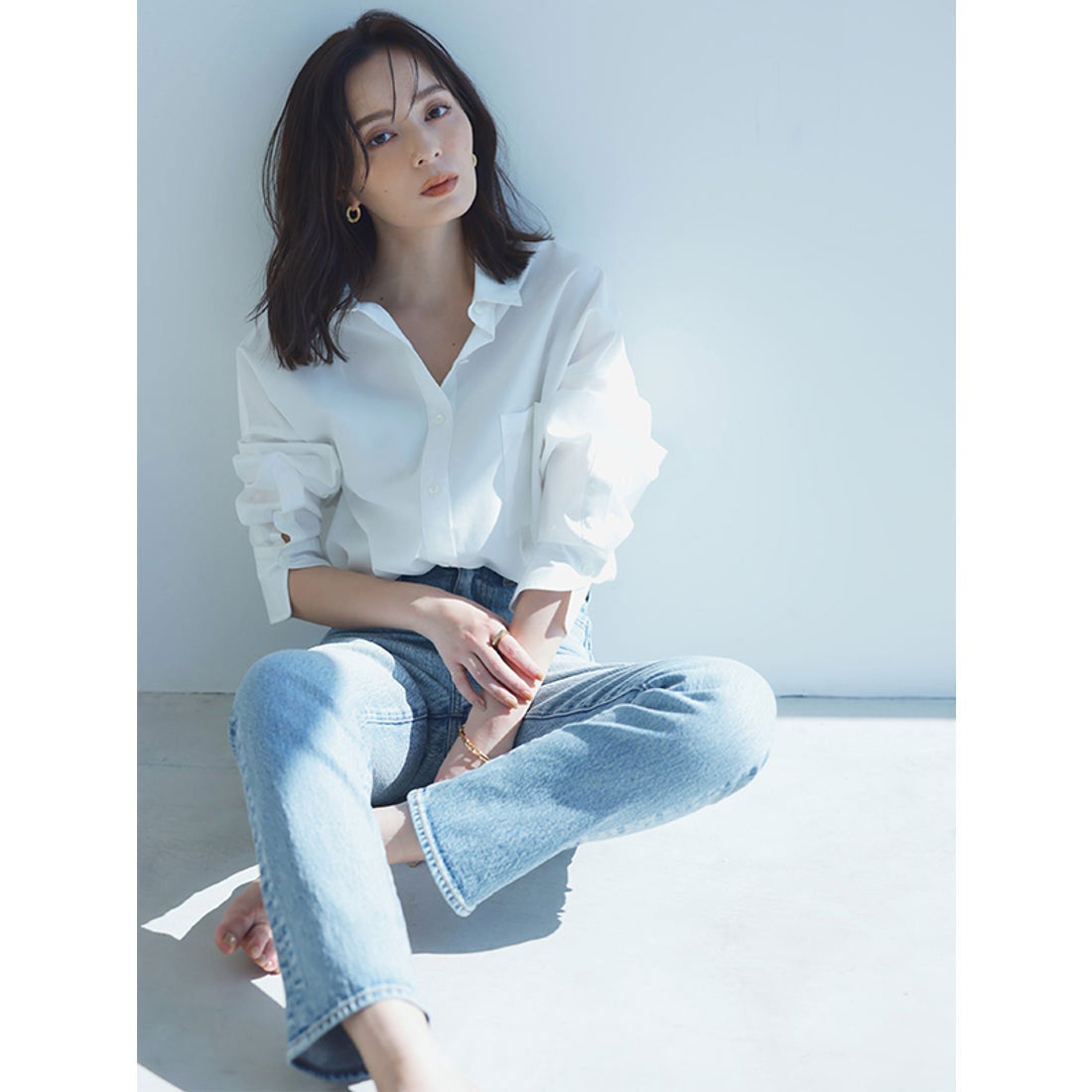 アニュアンス anuans Slim straight denim （BLACK） - ファッション