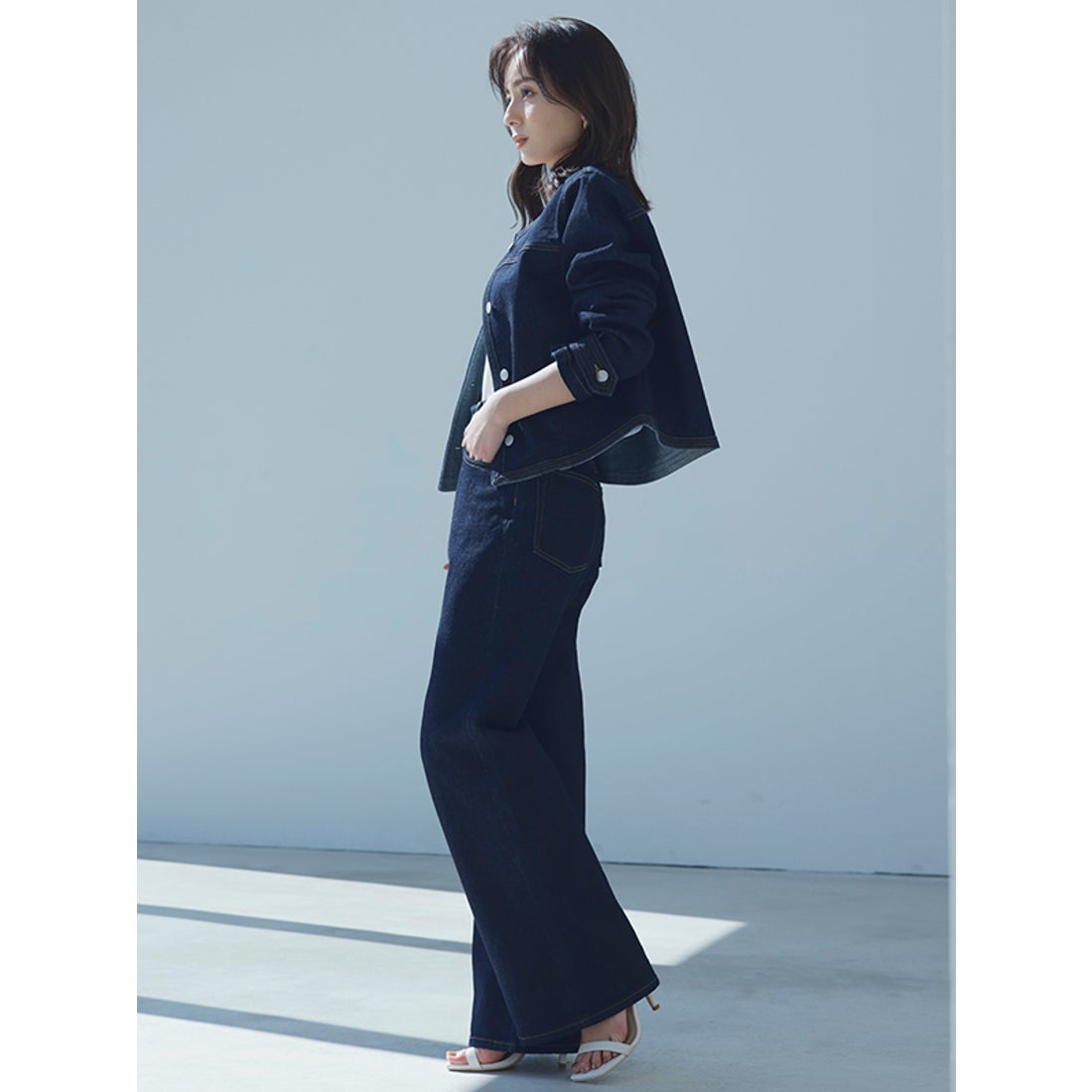 アニュアンス anuans ノーカラーデニムジャケット （LIGHT BLUE