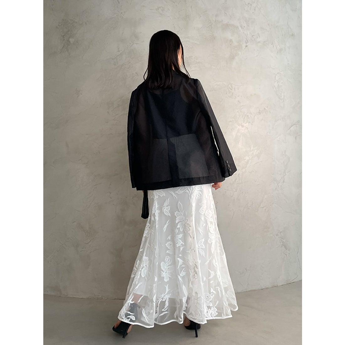 アニュアンス anuans チュールエンブロイダリーレーススカート （BEIGE