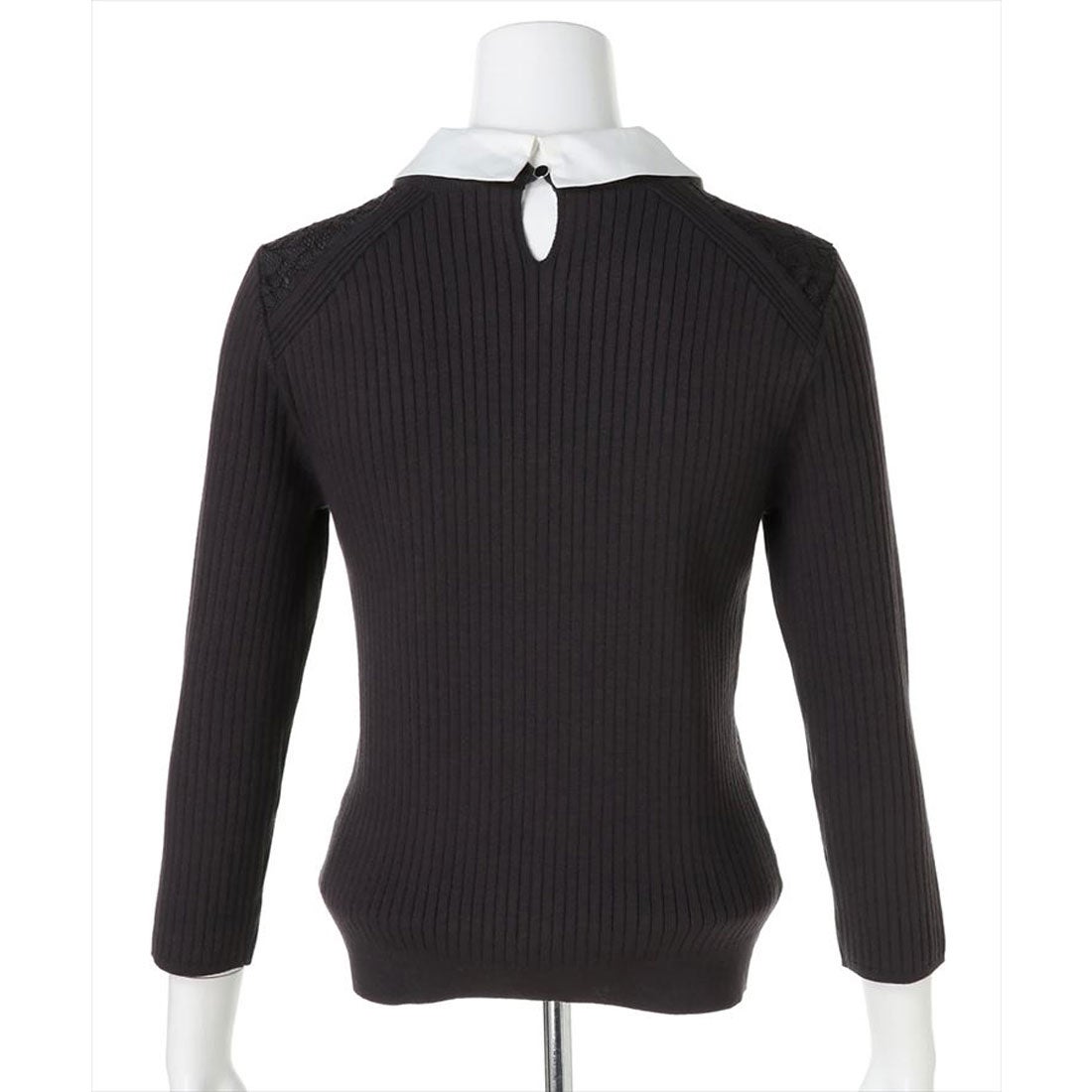 アプワイザーリッシェ Apuweiser-riche 8分袖衿付2way切替レースニット