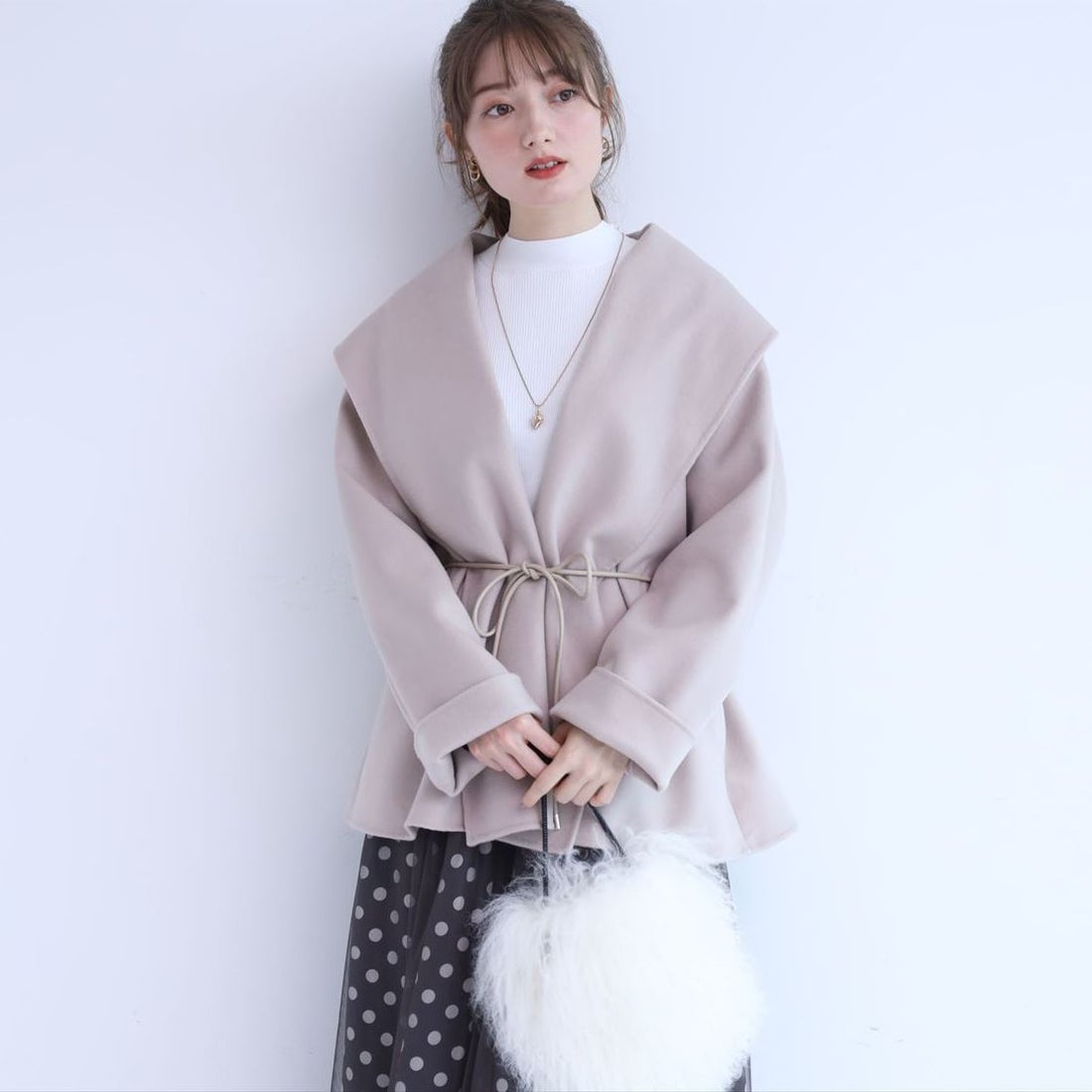 アプワイザーリッシェ Apuweiser-riche リバーショートコート （ピンク