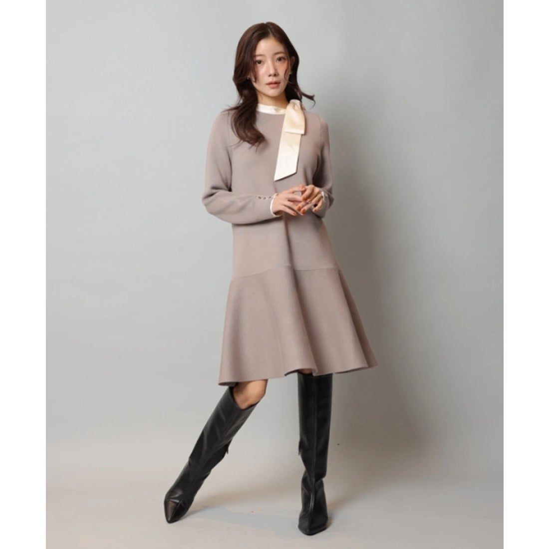 アプワイザー・リッシェ Apuweiser-riche ネックリボンミニニット