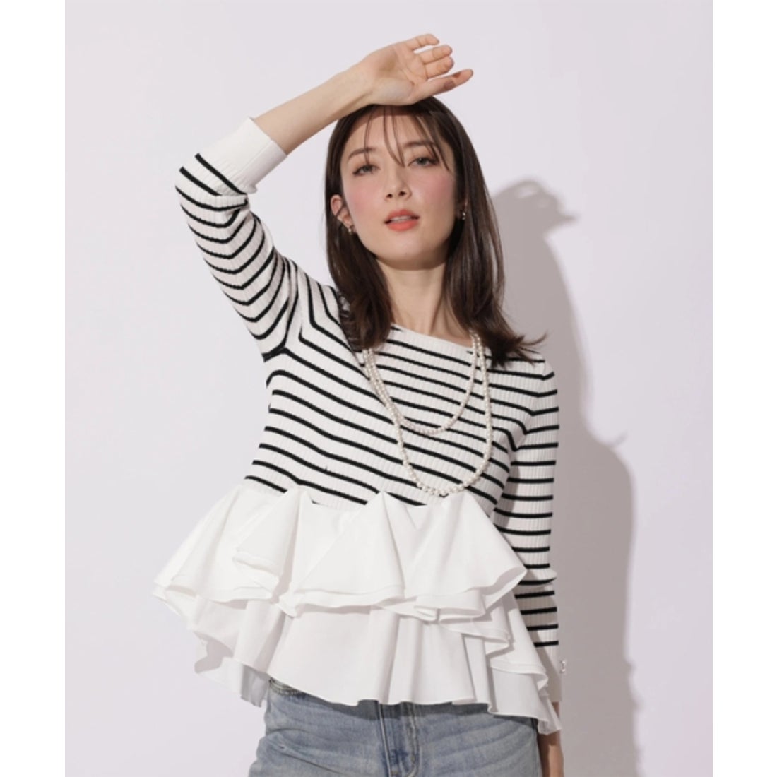 アプワイザー・リッシェ Apuweiser-riche 裾ひらりんリブニット