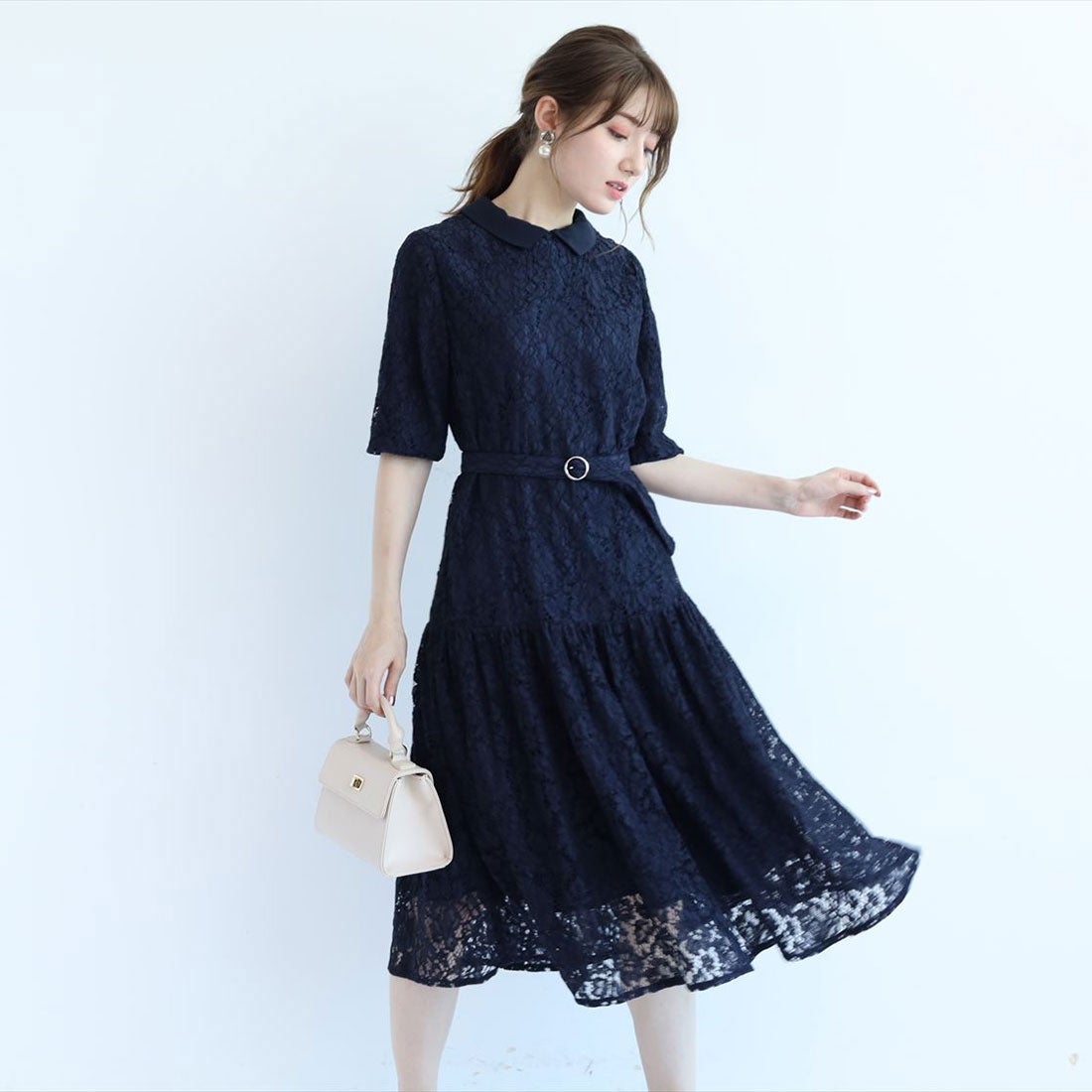 Apuweiser-riche 2way衿付サックワンピース （ネイビー