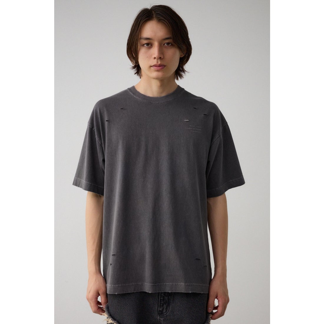 AZUL BY MOUSSY ピグメントダメージTシャツ BLK -ファッション通販