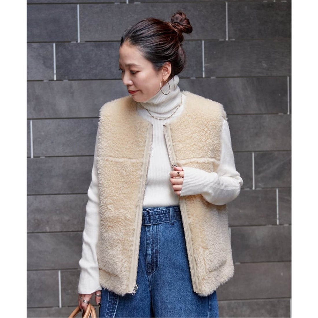 ベーセーストック B.C STOCK ムートンライクリバーシブルベスト