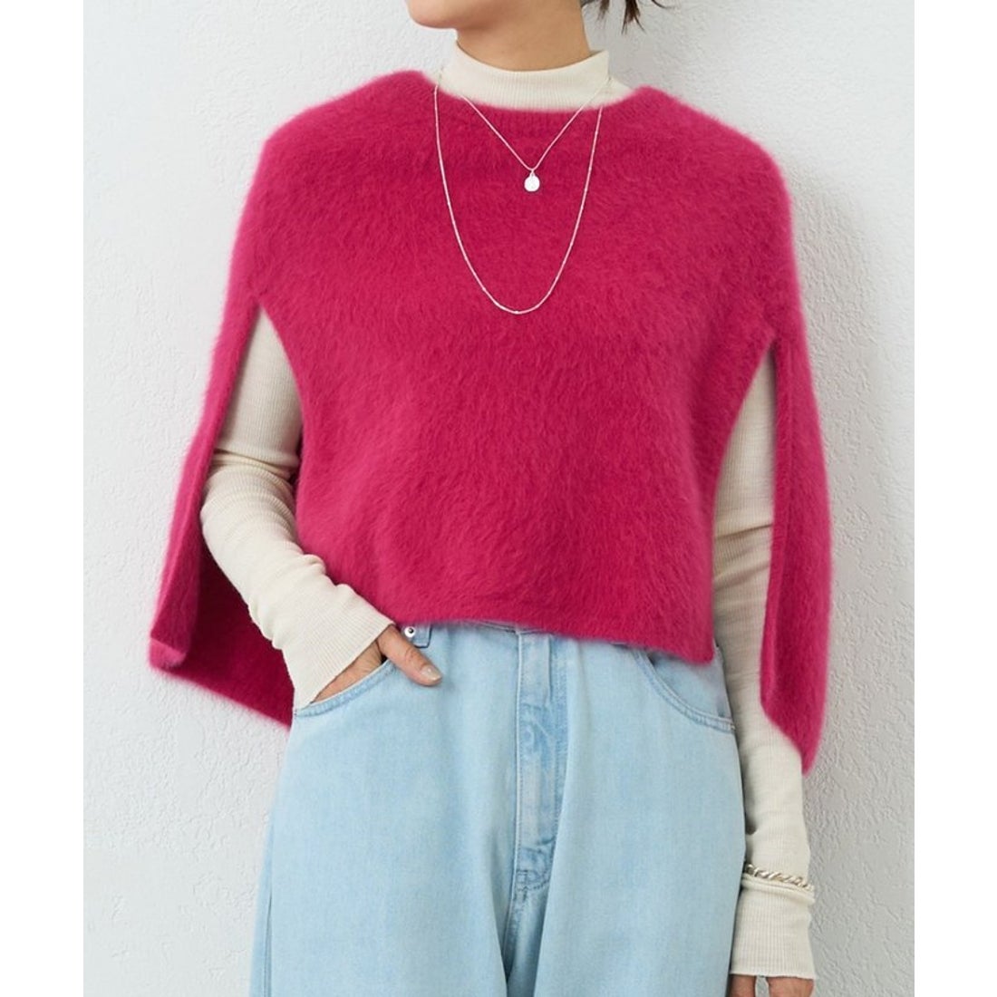 ビアズリー BEARDSLEY ファーニットポンチョ （pink） -ファッション