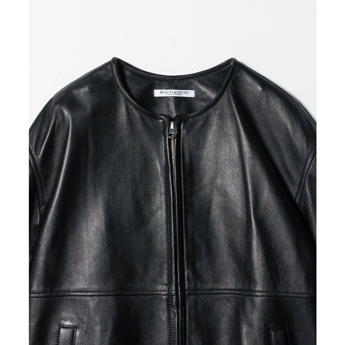 BEAUTY&YOUTH UNITED ARROWS シープレザー ノーカラージップブルゾン