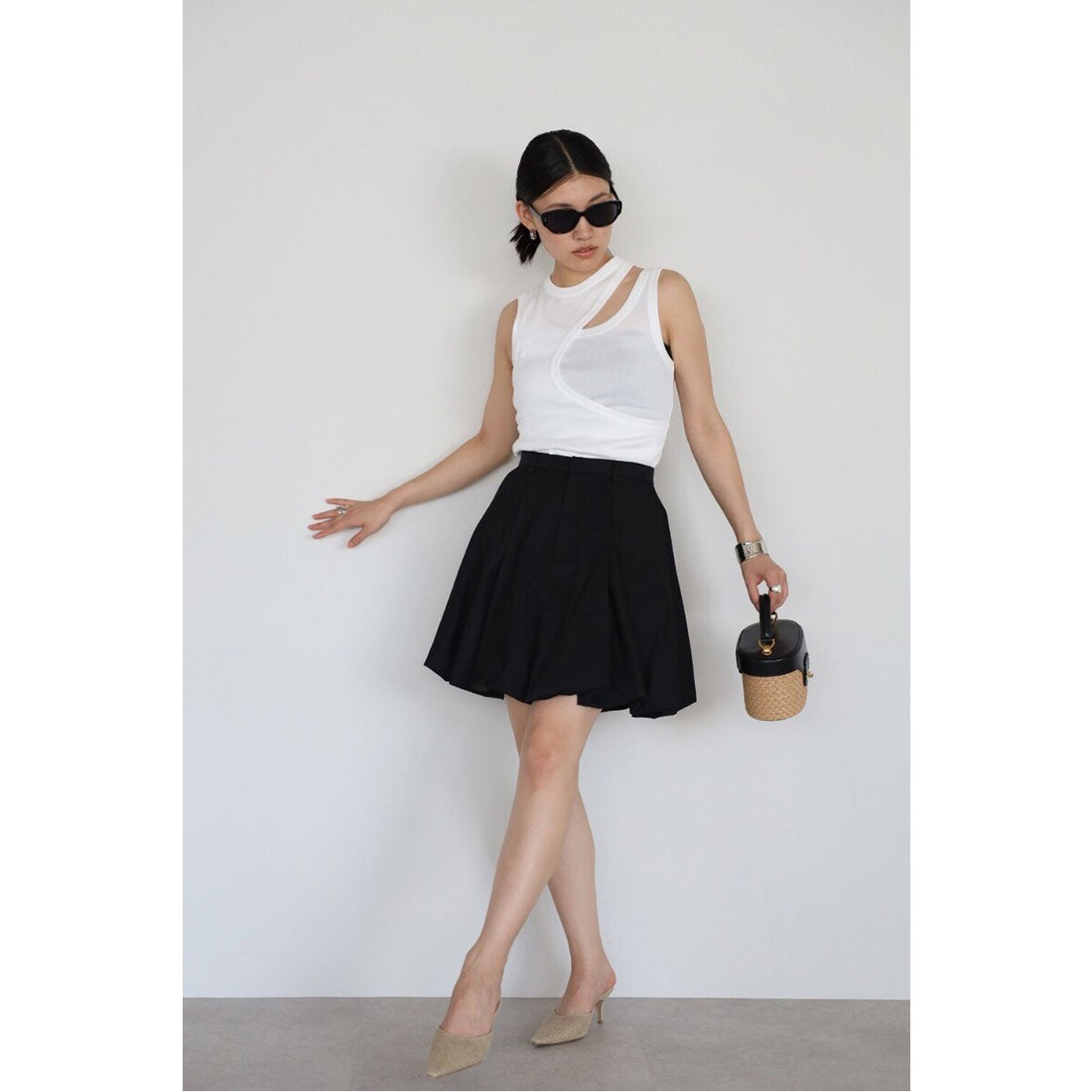 ボンジュールサガン BONJOUR SAGAN balloon mini skirt with petticoat