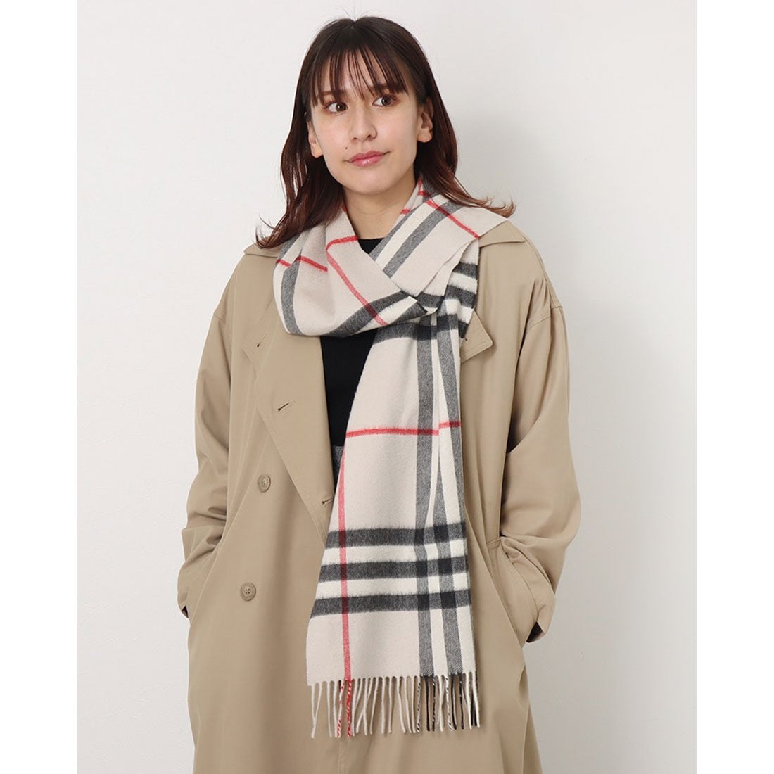 バーバリー BURBERRY カシミヤ クラシックマフラー （STONE CHECK