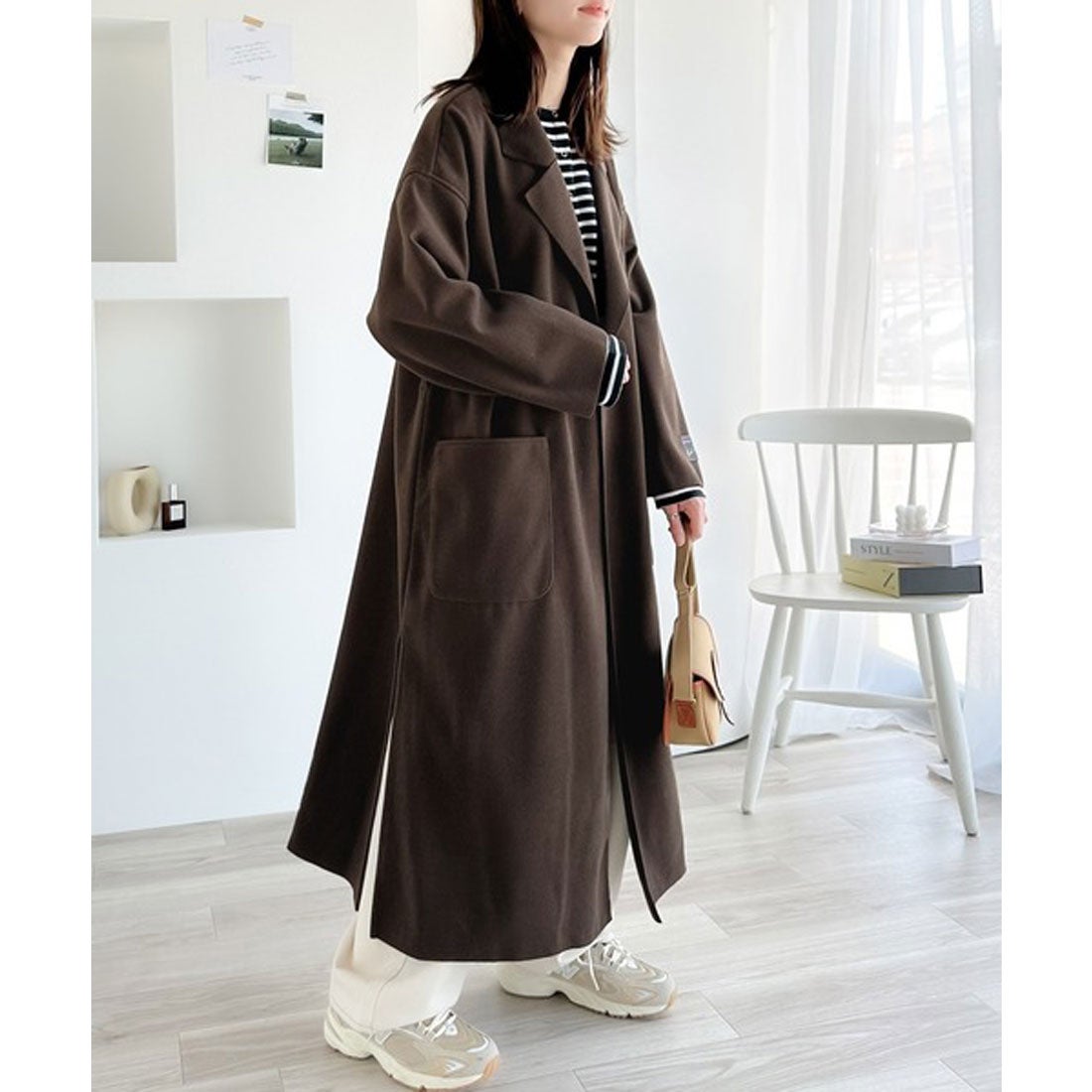 クラシカルエルフ Classical Elf ベルト付無地ロング丈フェイクウール