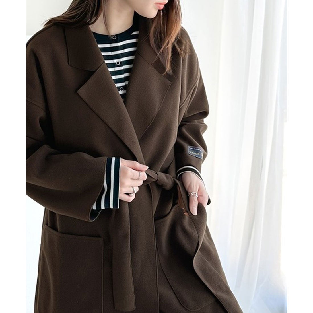 クラシカルエルフ Classical Elf ベルト付無地ロング丈フェイクウール