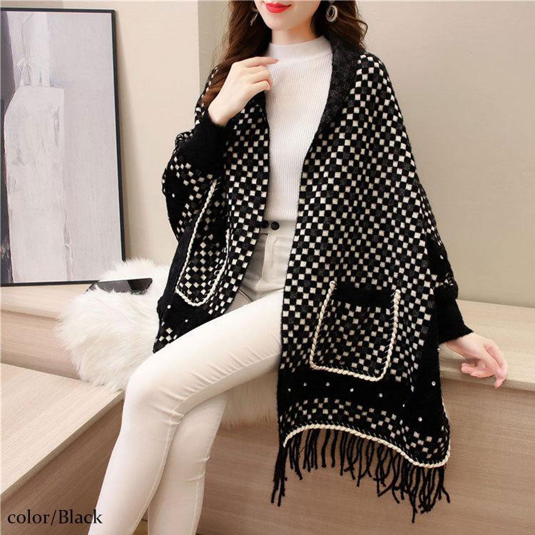 ゴールドジャパン GOLDJAPAN ストール風ニットカーディガン 【大きい