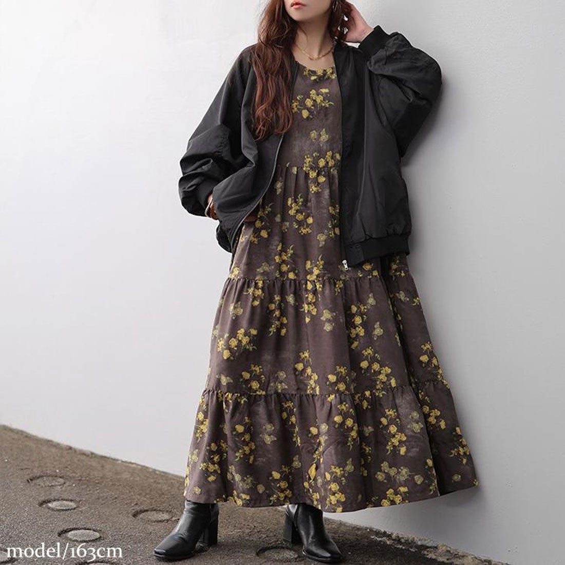 ゴールドジャパン GOLDJAPAN ぼかし花柄ティアードマキシワンピース