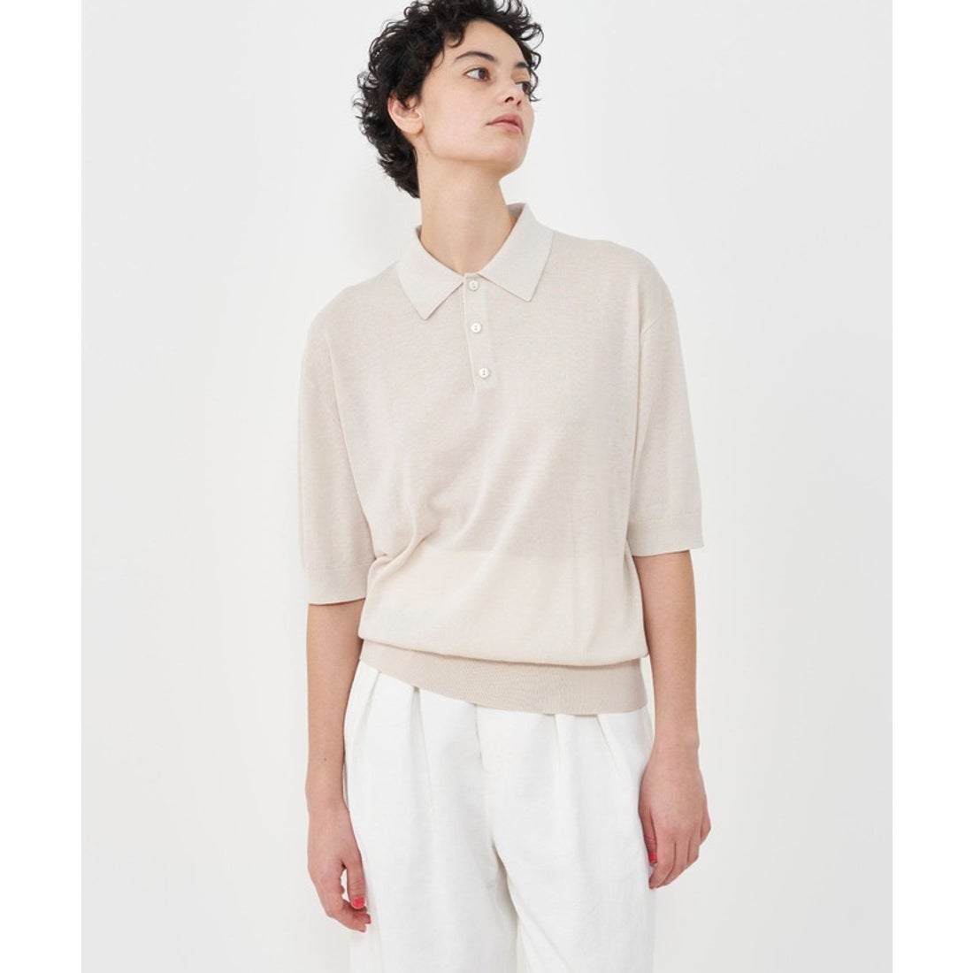 ギャルリー・ヴィー GALERIE VIE クレープコットン ポロカラープル