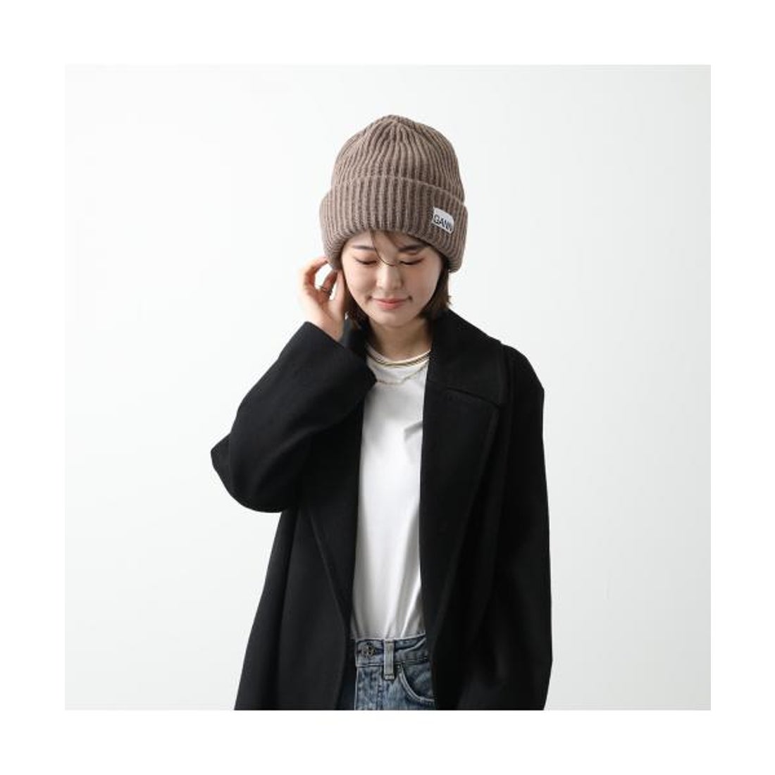 ガニー GANNI GANNI ニット帽 Structured Rib Beanie ビーニー （(2