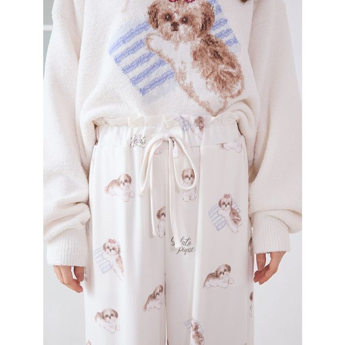 ジェラートピケ gelato pique シーズー柄ロングパンツ （OWHT） -靴