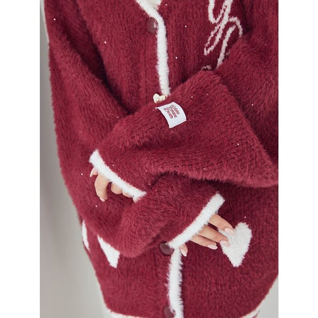 ジェラートピケ gelato pique ラメフェザーカーディガン （RED