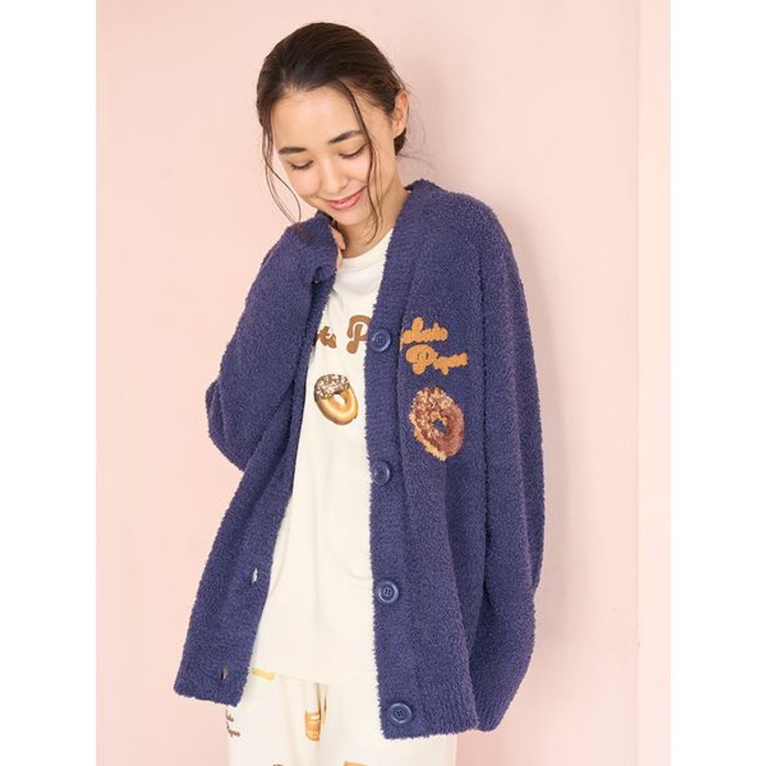 ジェラートピケ gelato pique ドーナツジャガードカーディガン （NVY