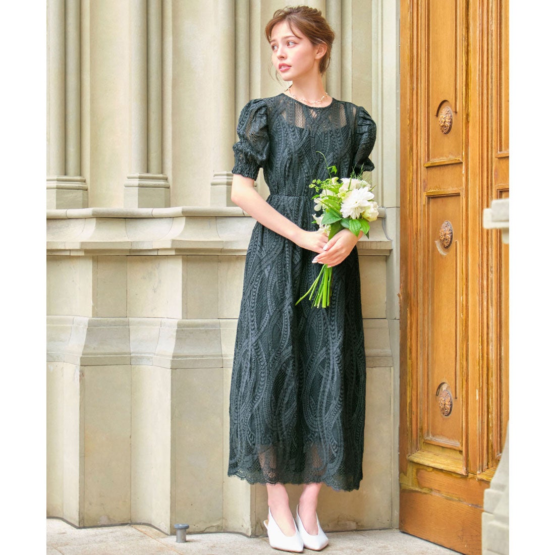 ガール GIRL 【2WAY 着回しを楽しめる】総レースIライン ロング 結婚式