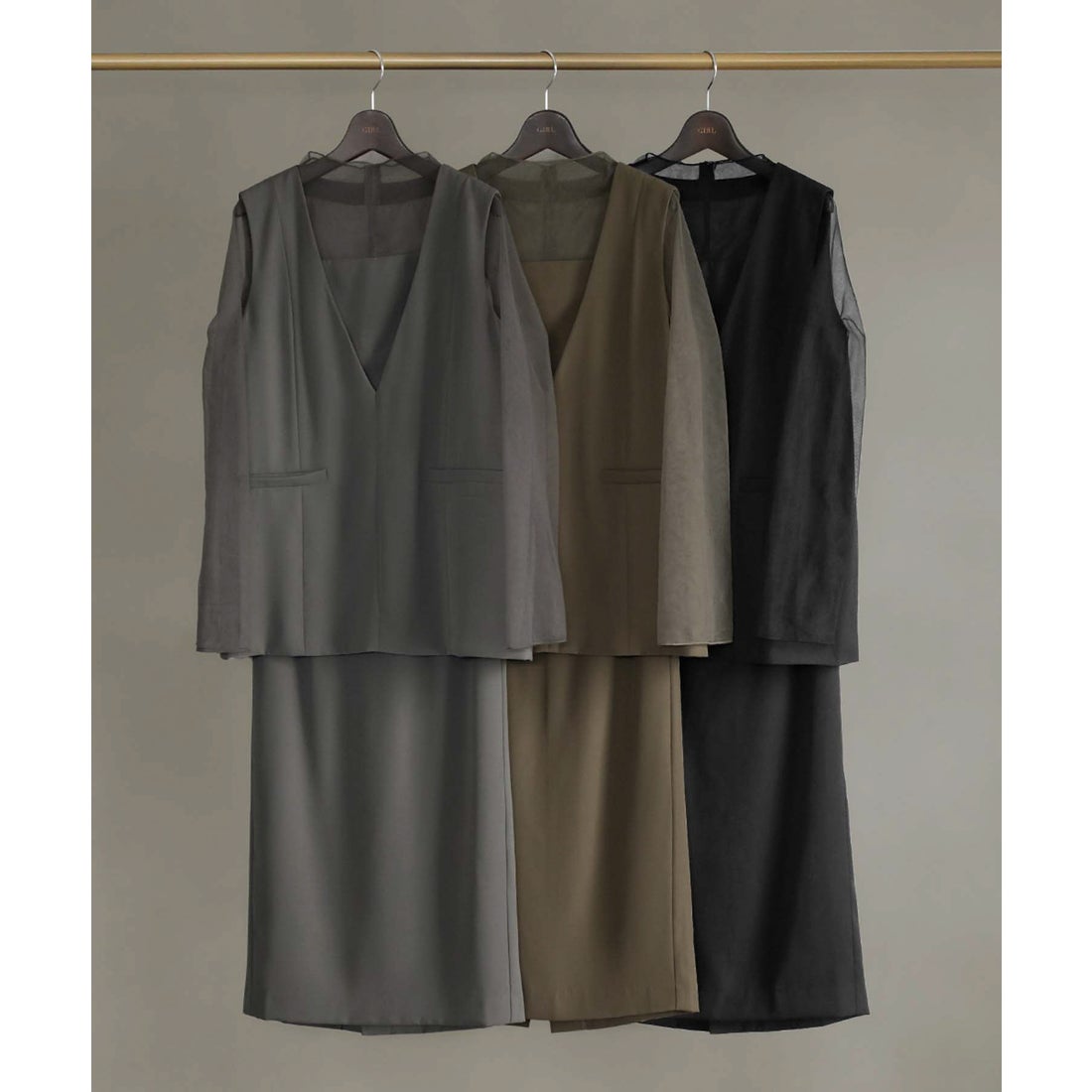 ガール GIRL チュールレイヤードトップス・タイトスカート