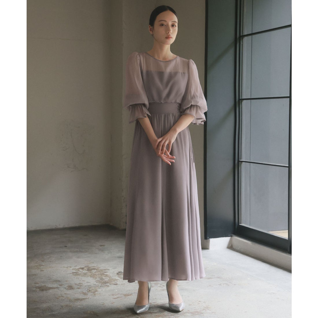 ガール GIRL オーガンジー切り替えシフォン マーメイド ロング 結婚式