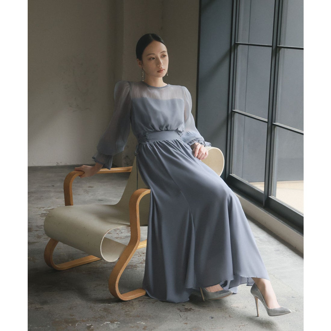 ガール GIRL オーガンジー切り替えシフォン マーメイド ロング 結婚式