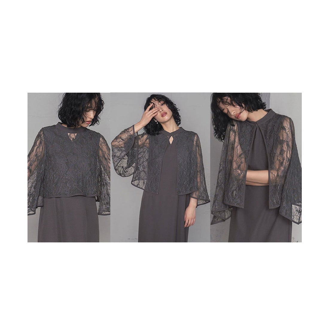 ガール GIRL 【3WAY 着回しを楽しめる】レース ケープ Iライン ロング