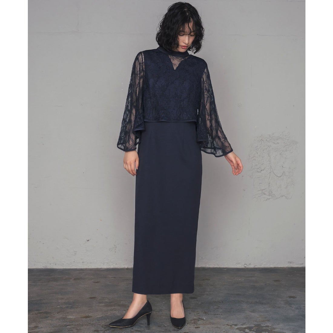 ガール GIRL 【3WAY 着回しを楽しめる】レース ケープ Iライン ロング