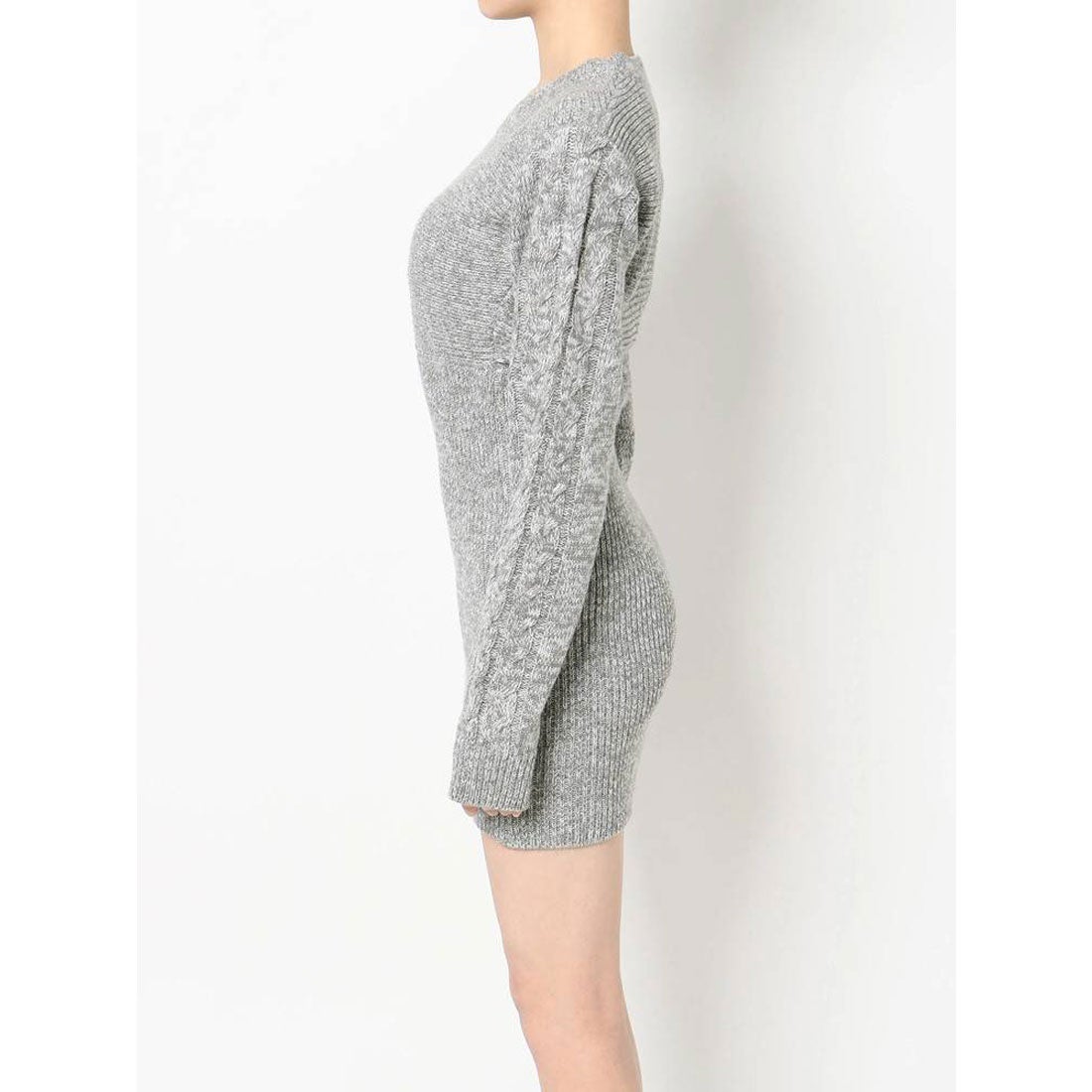 ジェイダ GYDA バックオープンタイトニットワンピ （グレー） -靴