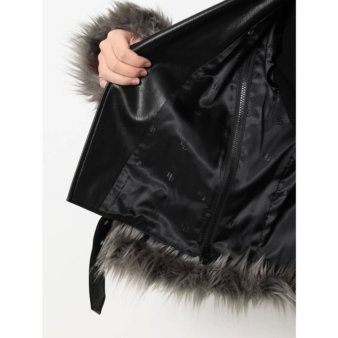 ジェイダ GYDA レイヤードエコファーベルトライダースジャケット