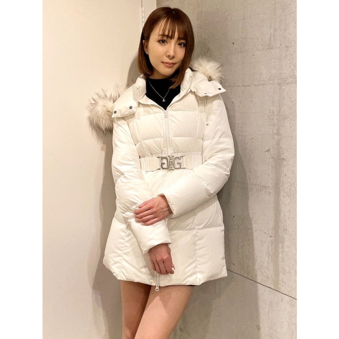 ジェイダ GYDA SymmetryGYDAベルト付きロングダウンコート（オフ