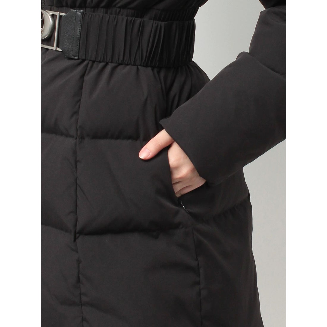 ジェイダ GYDA GDベルト付きロングダウンコート （BLK） -ファッション