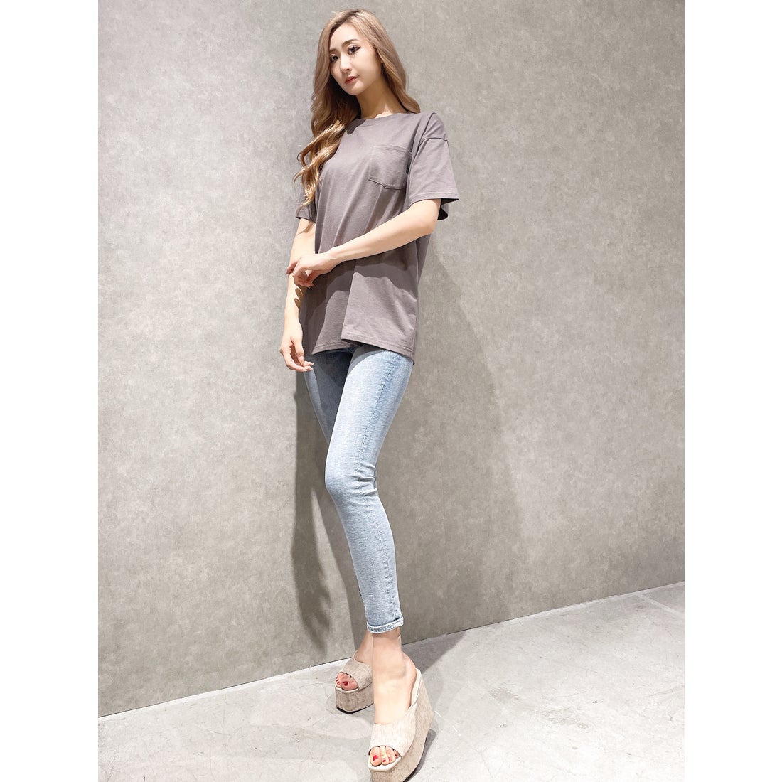 ジェイダ GYDA H/W BACK SKIMPYスキニーデニムパンツ （アイス） -靴