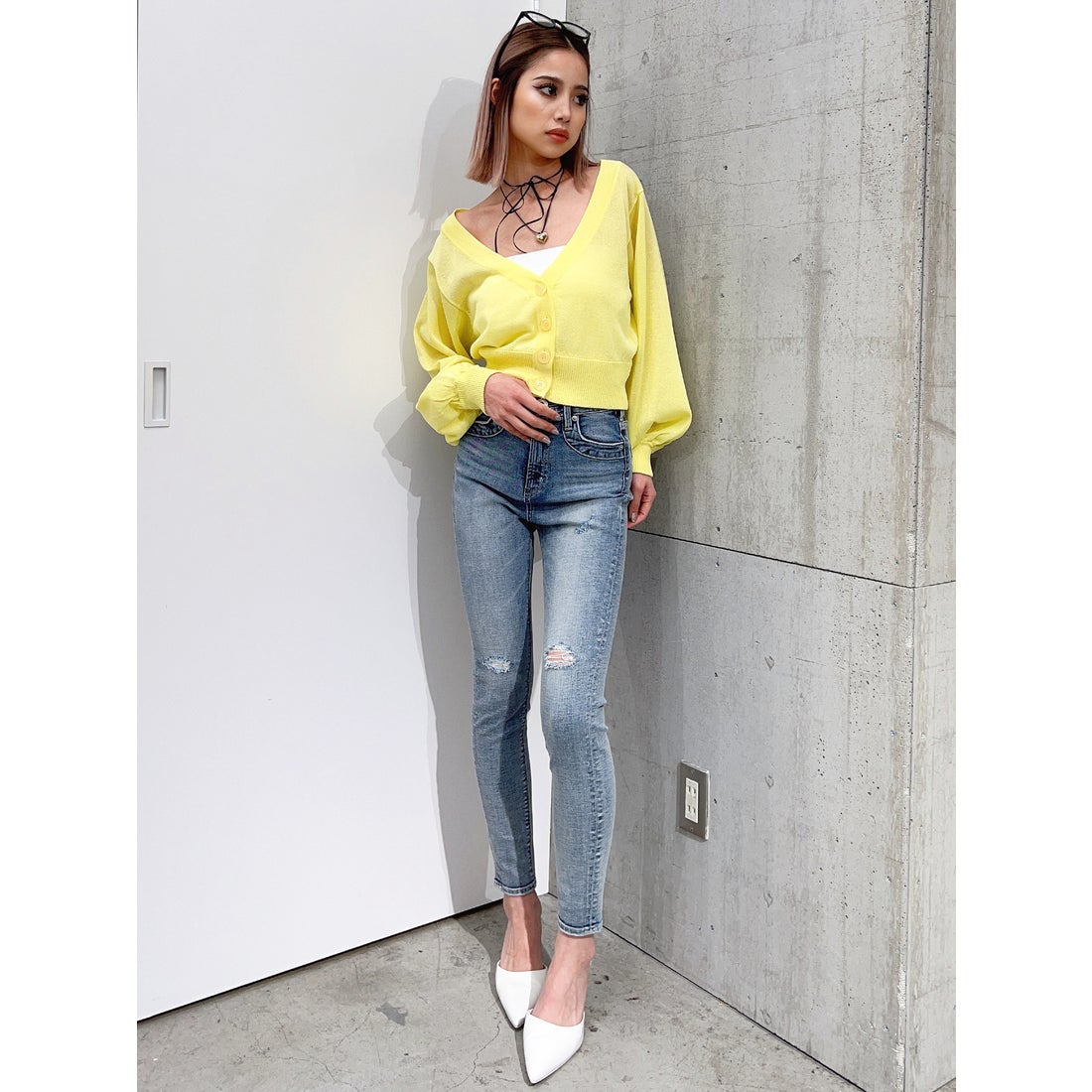 ジェイダ GYDA H/WthickishポケットスキニーデニムPT （ICE） -靴