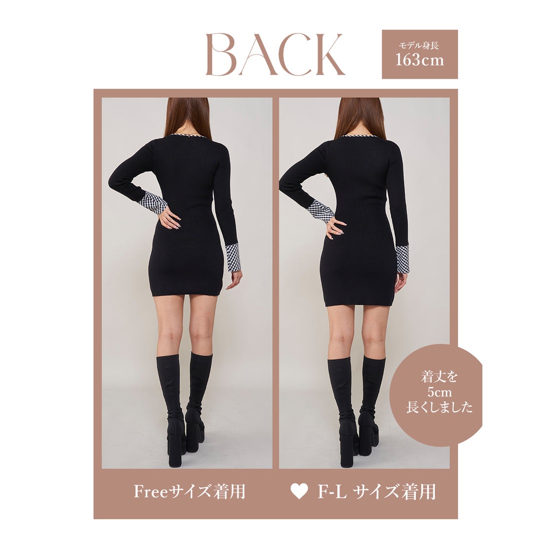 ダーリッチ Darich チェックリボンニットミニワンピース （ブラック