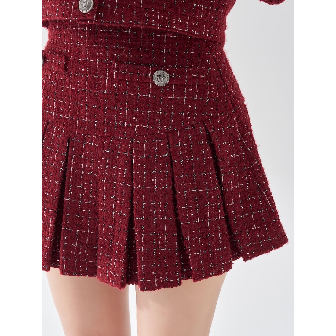 ダーリッチ Darich ツイードチェックプリーツミニスカート （ブラック