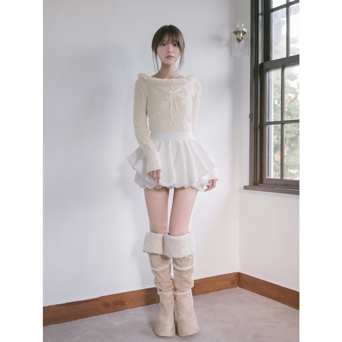 ダーリッチ Darich ボリュームバルーンミニスカート （ブラック） -靴