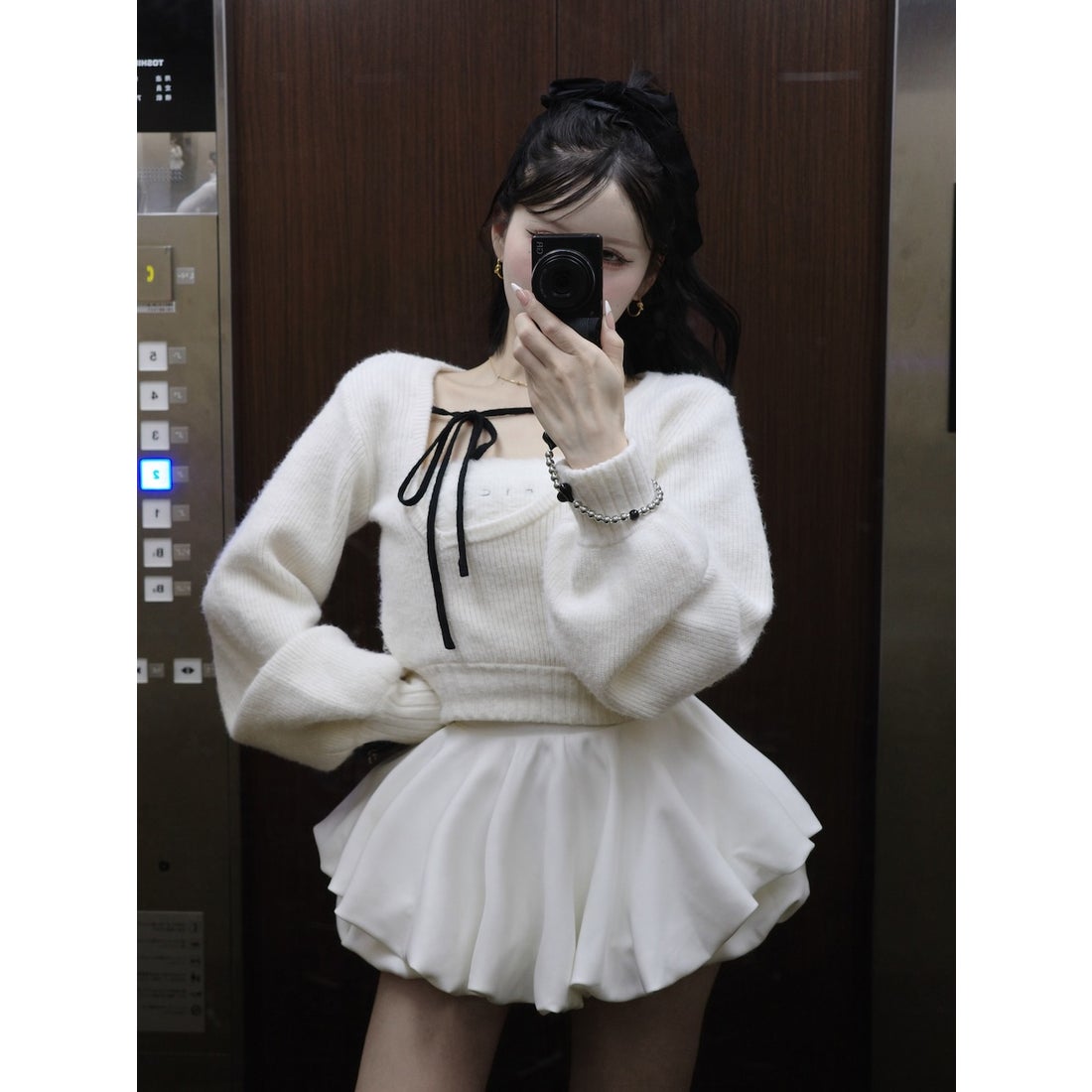 ダーリッチ Darich アシメレイヤードニットトップス （アイボリー