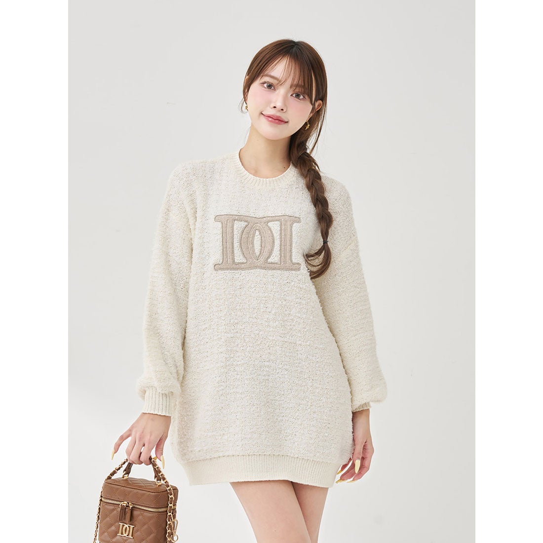 ダーリッチ Darich DDロゴツイードニットプルオーバー （ホワイト