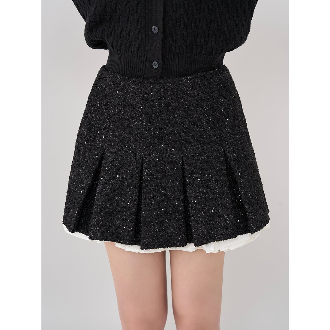 ダーリッチ Darich スパンコールツイードミニスカート （ネイビー