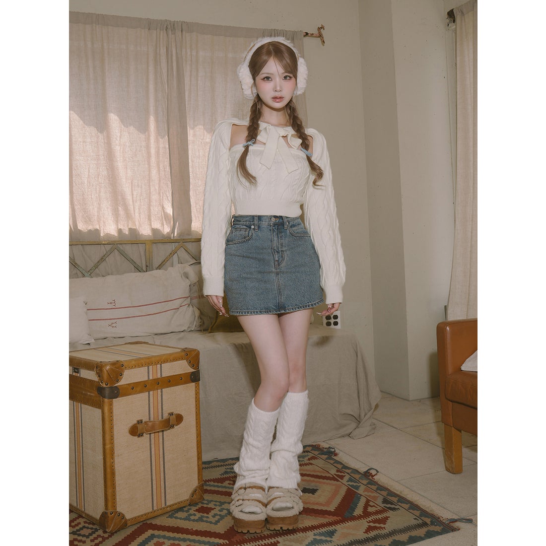 ダーリッチ Darich バックカーブデニムミニスカート （ブルー