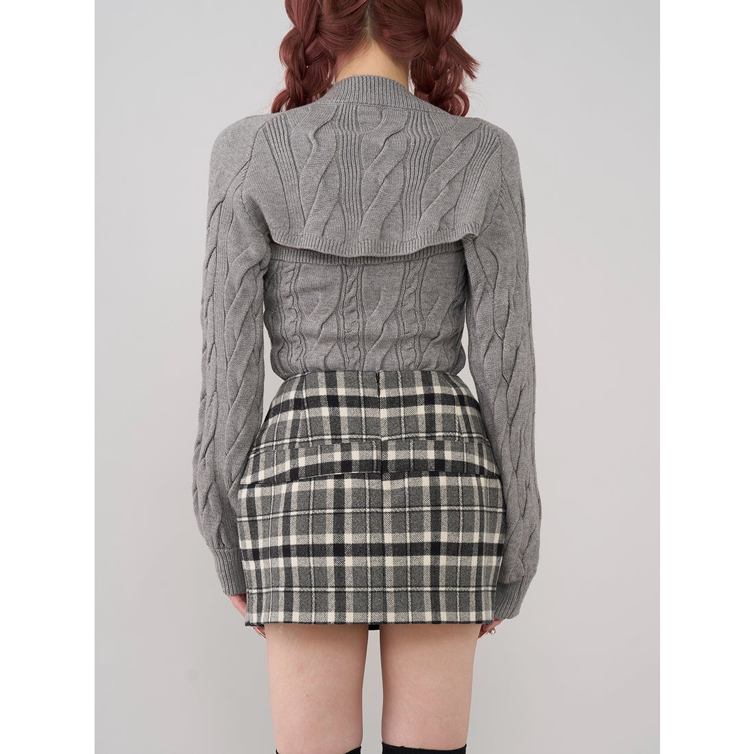 ダーリッチ Darich スリットチェックリボンミニスカート （ブラウン