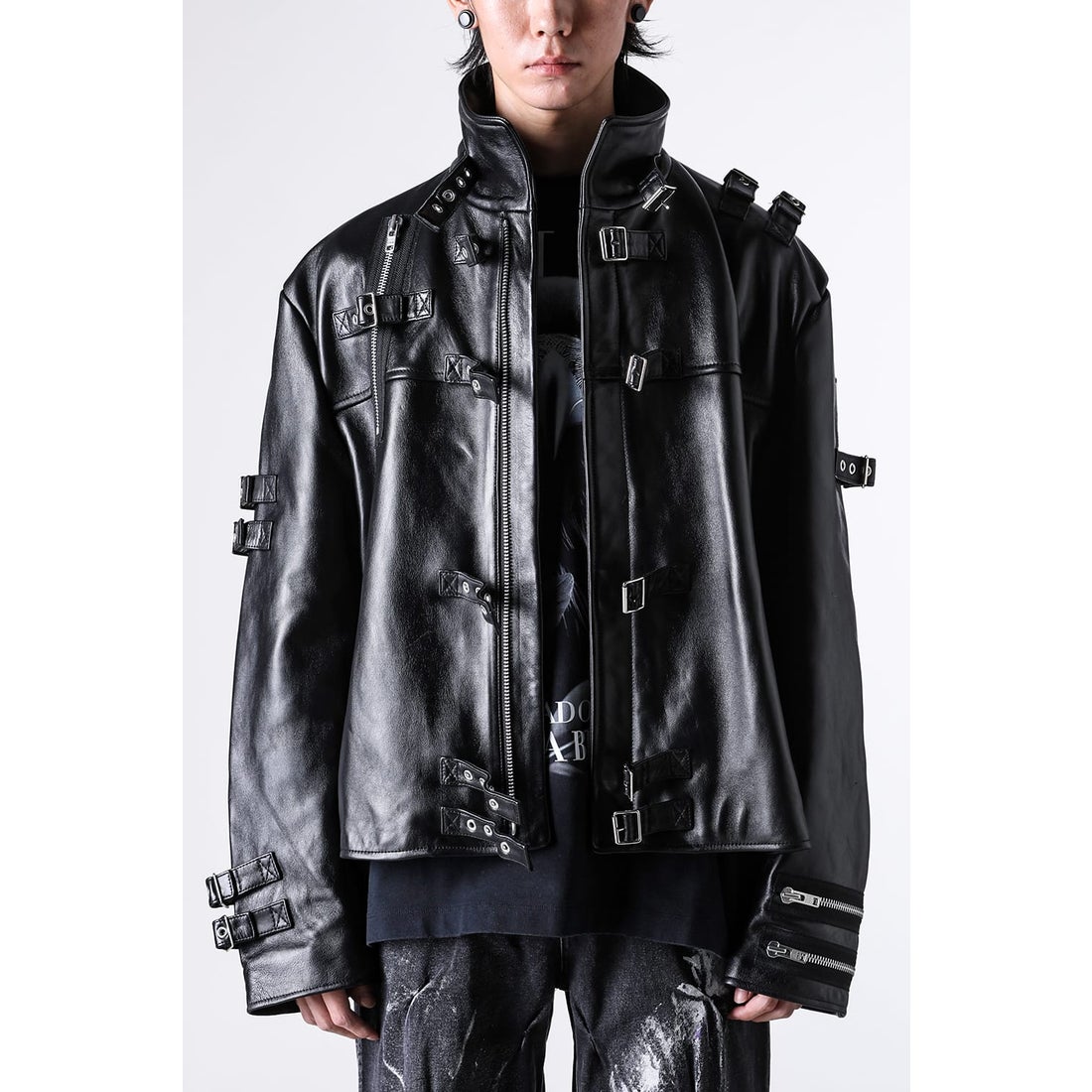 ダブレット doublet Buckle Overlord Leather Jacket （Black） -FASCINATE
