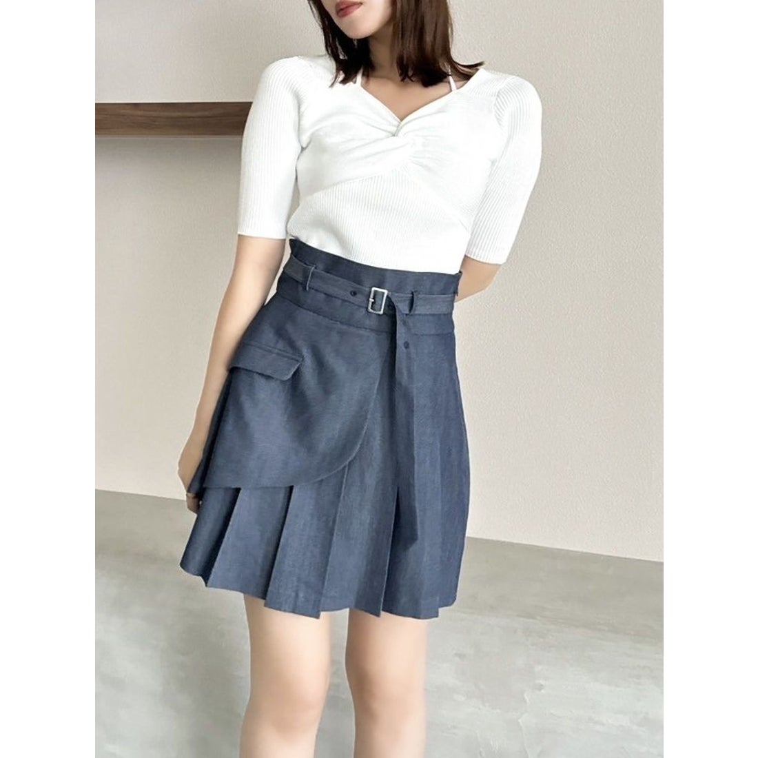 ダズリン dazzlin レイヤードプリーツミニスカート （グレー