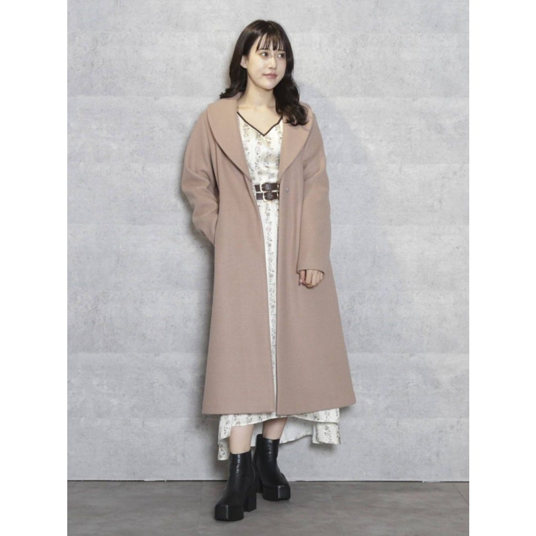 dazzlin 2WAYロングガーリーコート（ブラウン） -靴＆ファッション通販