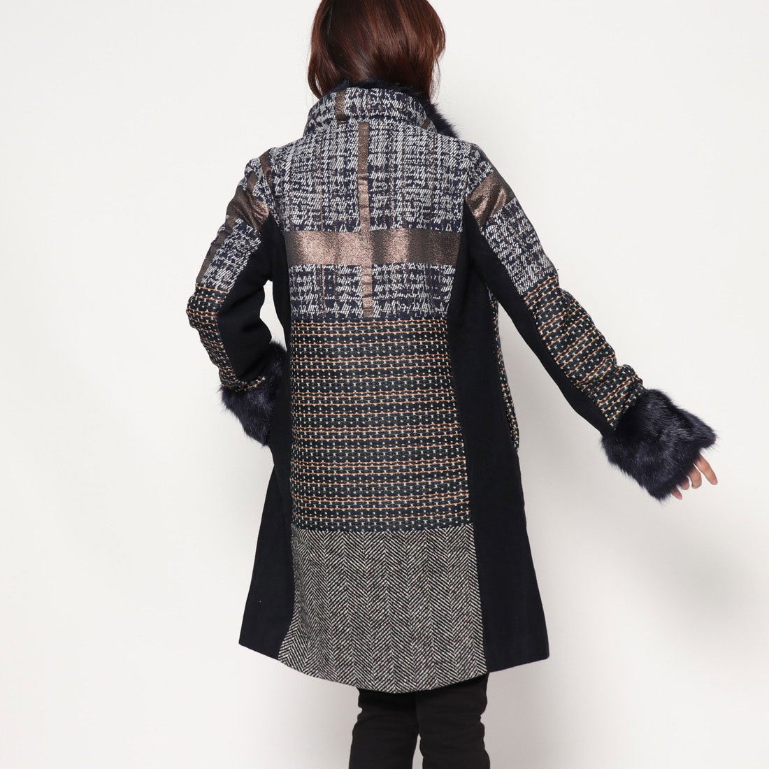 デシグアル Desigual パッチワークコート （ブルー） -アウトレット