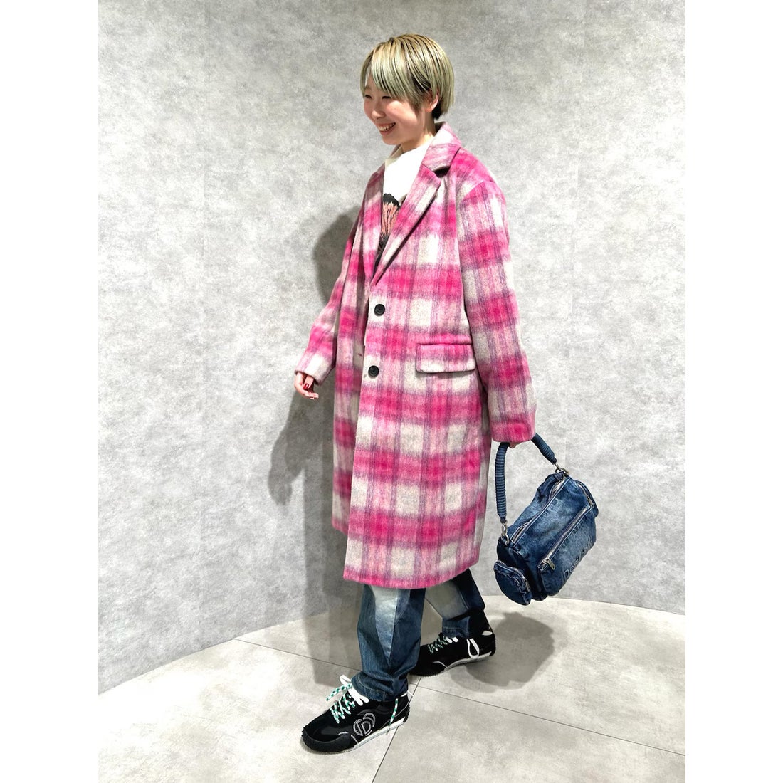 デシグアル Desigual タータンチェックコート （ピンク） -waja bazar