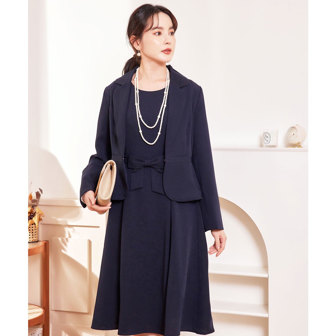 ドレスプラス DRESS+ フォーマルワンピース ジャケット セット 膝丈