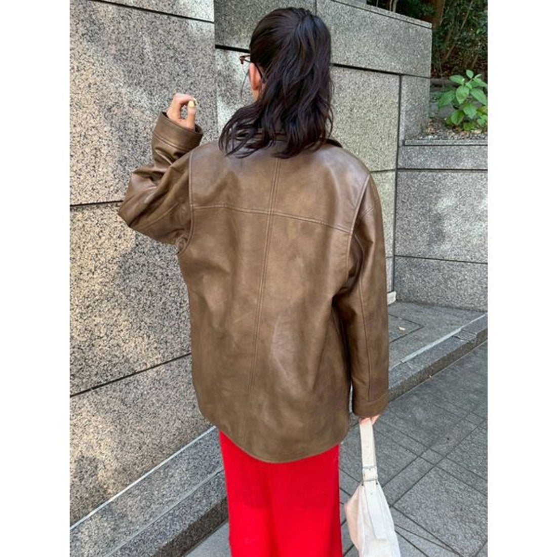 エミ emmi フェイクレザーダブルジップブルゾン （BLK